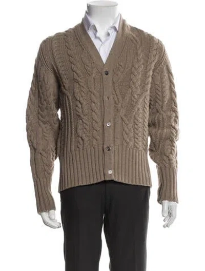 Pre-owned Black Fleece V-neck Long Sleeve Cardigan In Neutral