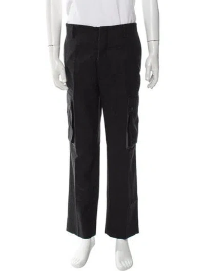 Pre-owned Black Fleece Wool Cargo Pants In Black