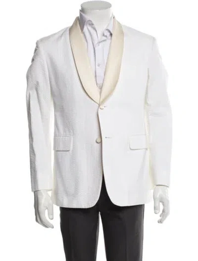 Pre-owned Black Fleece Wool Peacoat In White