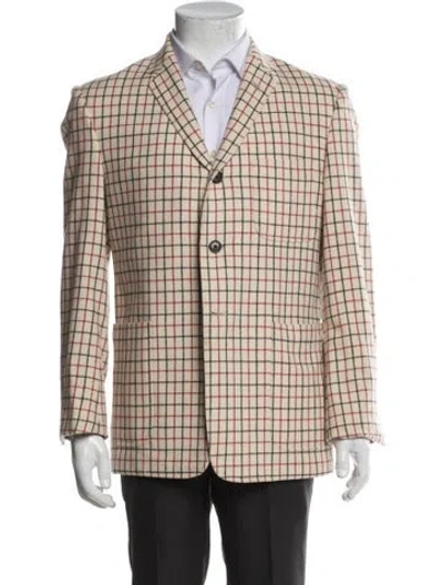 Pre-owned Black Fleece Wool Plaid Print Peacoat In Neutral