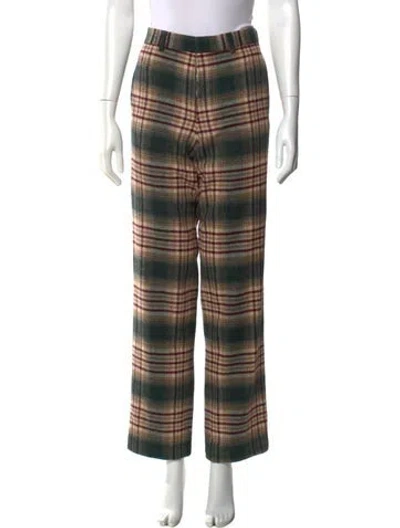 Pre-owned Black Fleece Wool Straight Leg Pants In Green