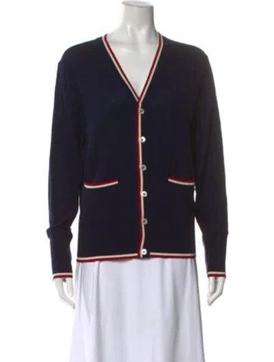 Pre-owned Black Fleece Wool V-neck Sweater In Black