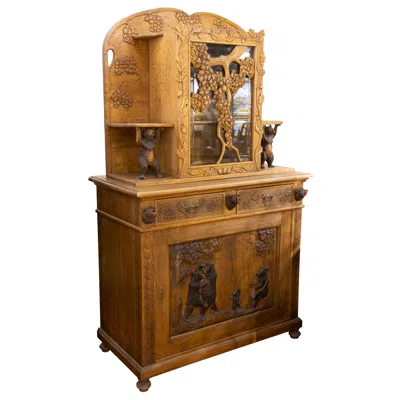 Pre-owned Black Forest 19th Century  Carved Cabinet