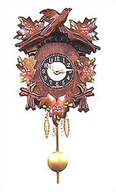Black Forest Battery Operated Carved Wall Clock In Acajou;mahogany