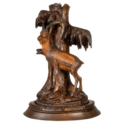 Pre-owned Black Forest Carved Candle Holder