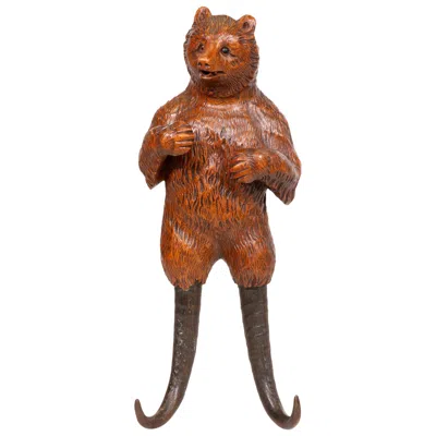 Pre-owned Black Forest Carved Leash Holder/hook, Circa 1900