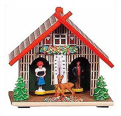 Black Forest Chalet House Wall Clock In Brown;green;red