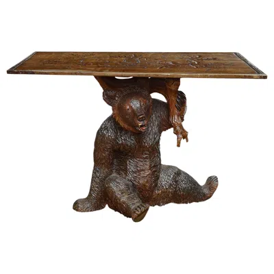 Pre-owned Black Forest Rare Large 19th Century  Carved Lindenwood Table