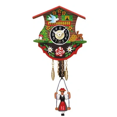 Black Forest Wall Clock In Brown;green;red
