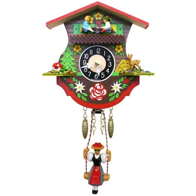 Black Forest Wall Clock In Brown;green;red