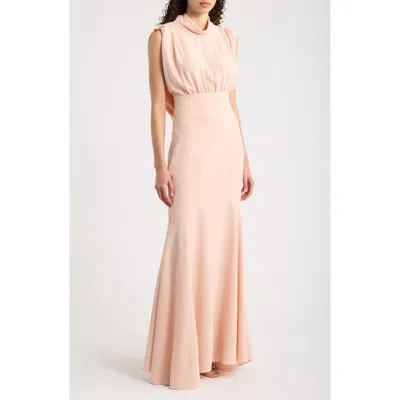 Black Halo Adelina Stretch Crepe Gown In Blush