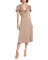 Black Halo Anabela Draped Midi Dress In Neutral