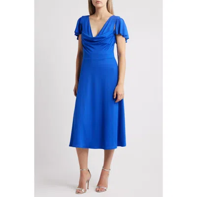 Black Halo Anabela Flutter Sleeve Cocktail Dress In Vibrant Blue | ModeSens