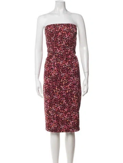Pre-owned Black Halo Animal Print Knee-length Dress In Pink