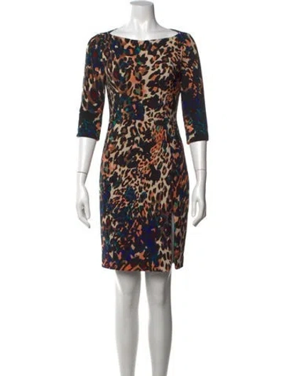 Pre-owned Black Halo Animal Print Mini Dress In Black