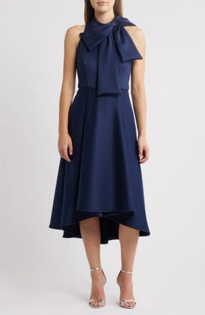 Black Halo Ara Bow Cocktail Dress In Pacific Blue