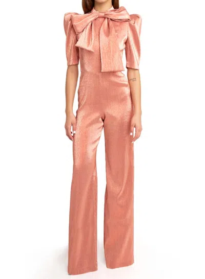 Black Halo Ara Tailored Bodice Jumpsuit In Orange/pink