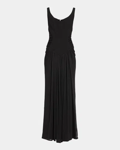Black Halo Ardenna Ruched Gown In Black