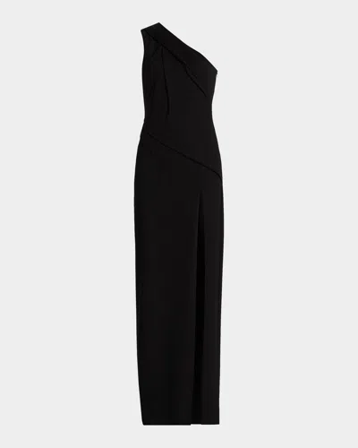 Black Halo Arliss One-shoulder Crepe Gown In Black