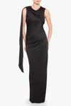 Black Halo Aruna Gown In Black In Animal Print