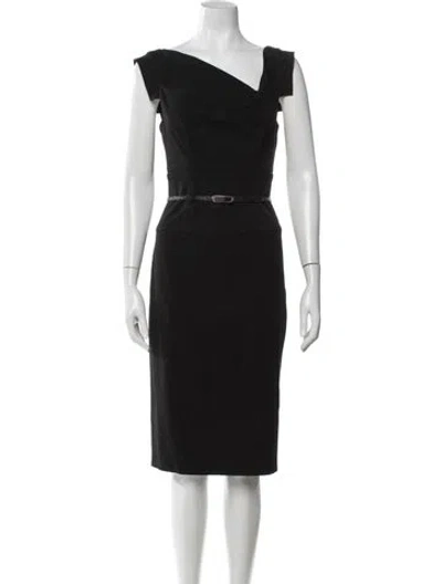 Pre-owned Black Halo Asymmetrical Knee-length Dress In Black