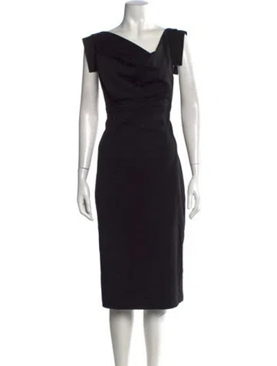 Pre-owned Black Halo Asymmetrical Knee-length Dress In Black