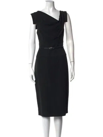 Pre-owned Black Halo Asymmetrical Knee-length Dress In Black