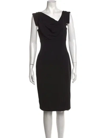 Pre-owned Black Halo Asymmetrical Knee-length Dress In Black