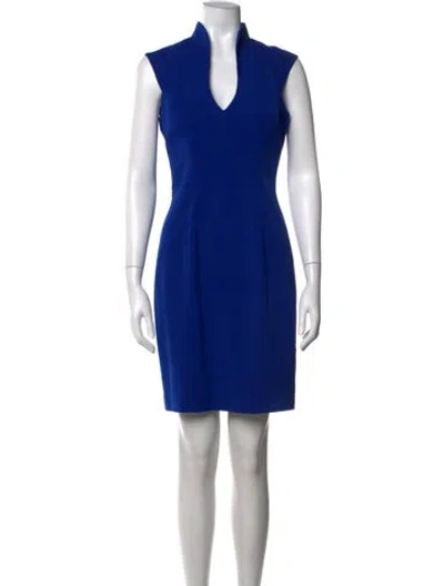 Pre-owned Black Halo Asymmetrical Knee-length Dress In Blue