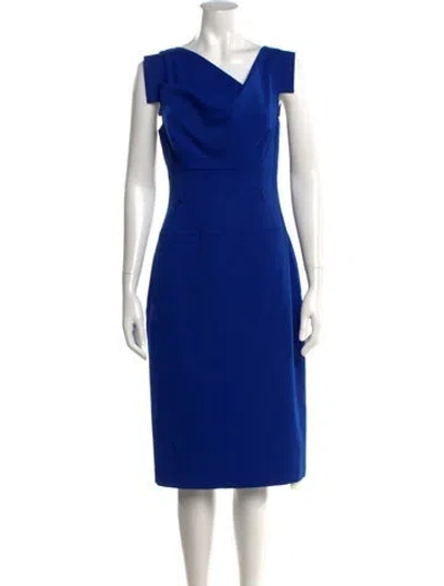 Pre-owned Black Halo Asymmetrical Knee-length Dress In Blue