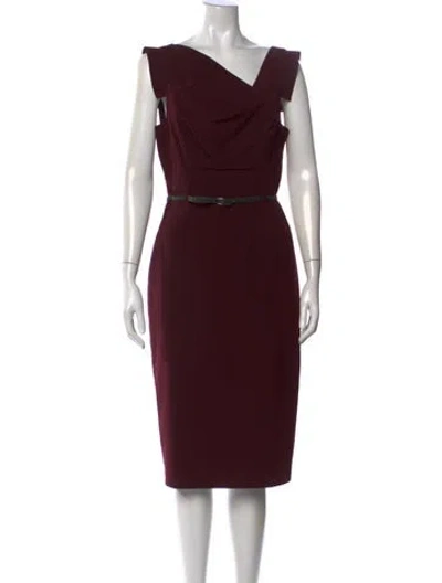 Pre-owned Black Halo Asymmetrical Knee-length Dress In Burgundy