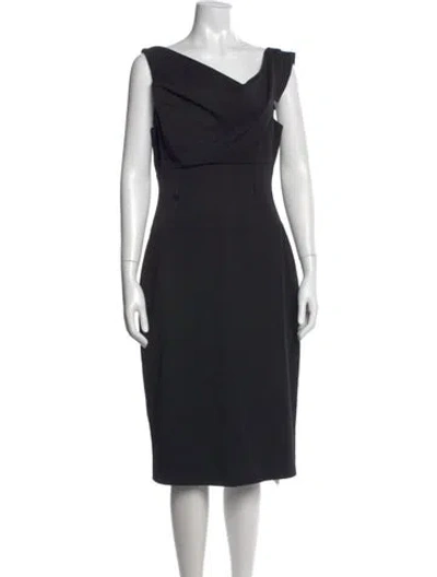 Pre-owned Black Halo Asymmetrical Midi Length Dress In Black