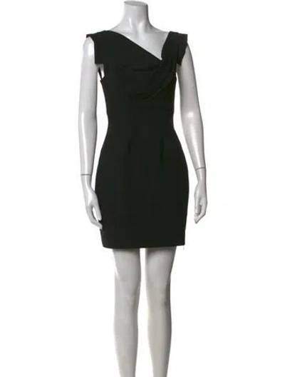 Pre-owned Black Halo Asymmetrical Mini Dress In Black