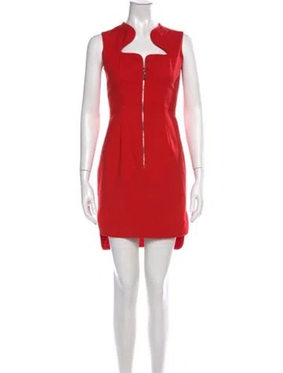 Pre-owned Black Halo Asymmetrical Mini Dress In Red