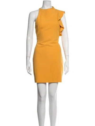 Pre-owned Black Halo Asymmetrical Mini Dress In Yellow