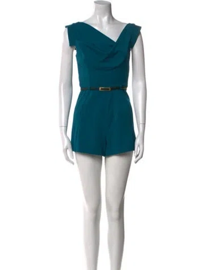 Pre-owned Black Halo Asymmetrical Romper In Blue