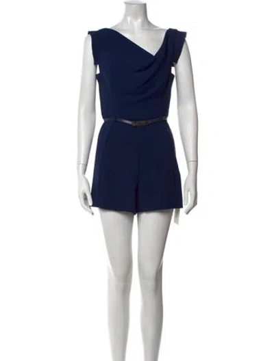 Pre-owned Black Halo Asymmetrical Romper In Blue