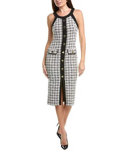 Black Halo Aura Houndstooth Midi Dress In Classic Luxe