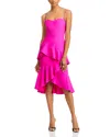 Black Halo Barbados Tiered Ruffle Dress In Vibrant Pink