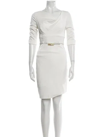 Pre-owned Black Halo Bateau Neckline Mini Dress In White