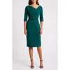 Black Halo Belted Drape Neck Sheath Dress In Garden