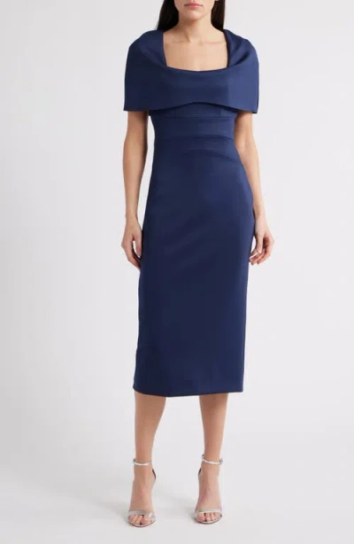 Black Halo Bernice Cocktail Midi Dress In Pacific Blue