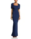 Black Halo Bernice Square Neck Column Gown In Pacific Blue