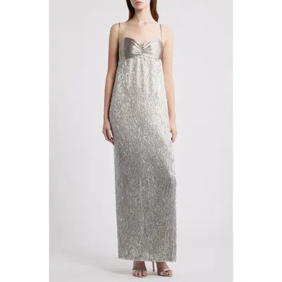 Black Halo Berri Sequin Gown In Silver