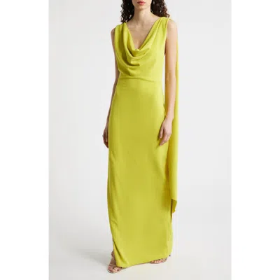 Black Halo Brullo Draped Column Gown In Green