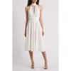 Black Halo Caelith Halter Midi Dress In White