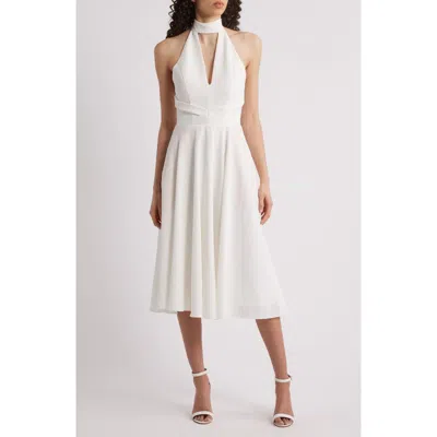 Black Halo Caelith Halter Midi Dress In White