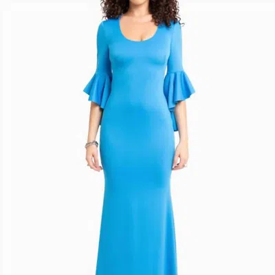 Black Halo Cambria Gown In Cerulean Blue