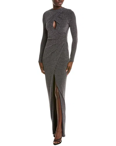 Black Halo Cece Pleated Cutout Shimmer Column Gown In Stardust