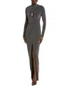 Black Halo Cece Metallic Long Sleeve Gown In Metallic
